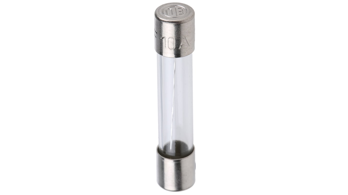 Fusible de cartucho de cristal SIBA, serie GZ, 250V ac, 10A, 6.3 x 32mm, acción rápida