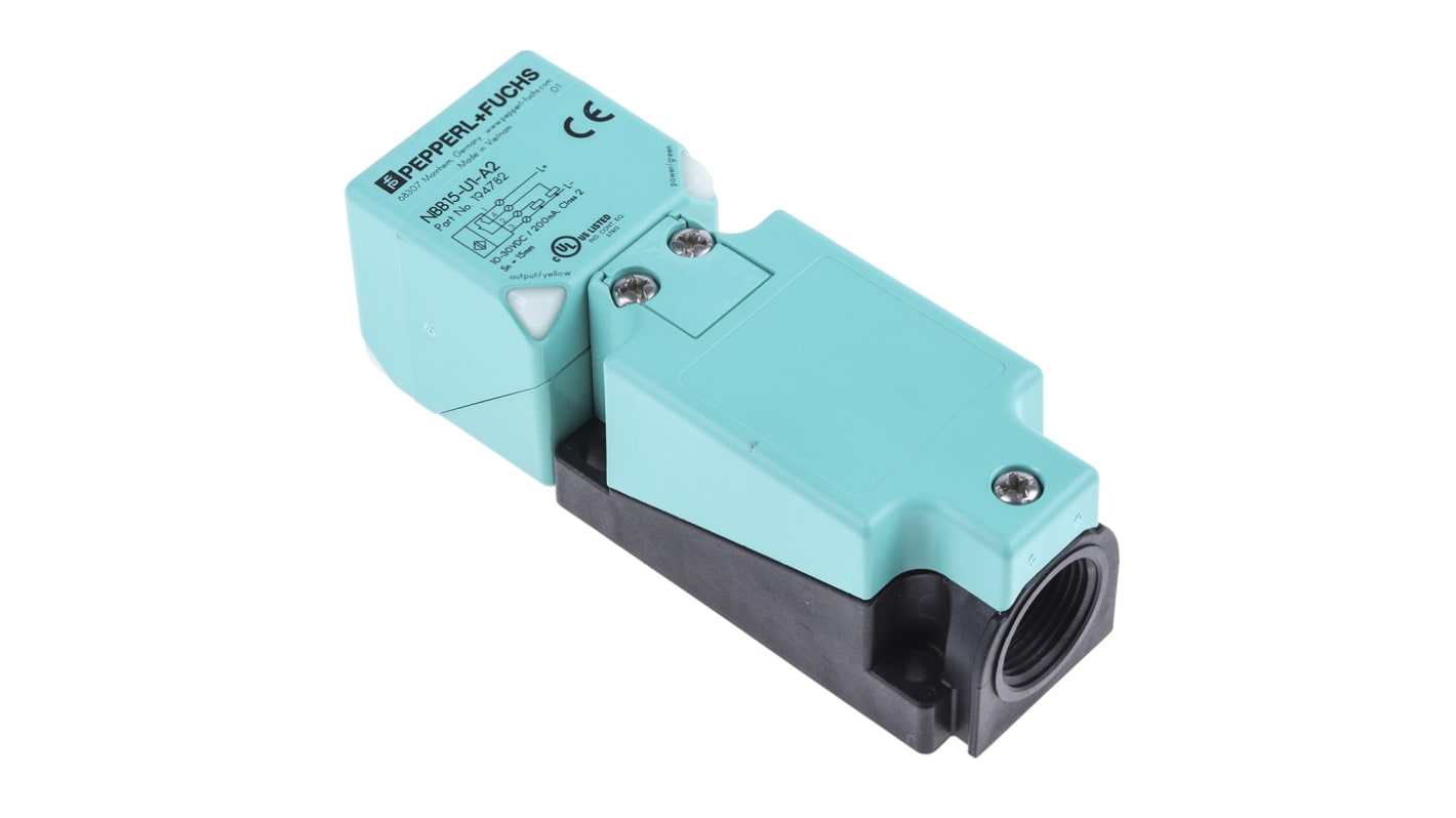 Pepperl + Fuchs Inductive Block Proximity Sensor, M20, 15 mm Detection, PNP NO+NC, 10 → 30 V dc