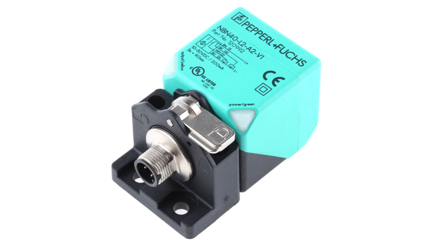 Pepperl + Fuchs Inductive Block Proximity Sensor, M12, 40 mm Detection, PNP NO+NC, 10 → 30 V dc