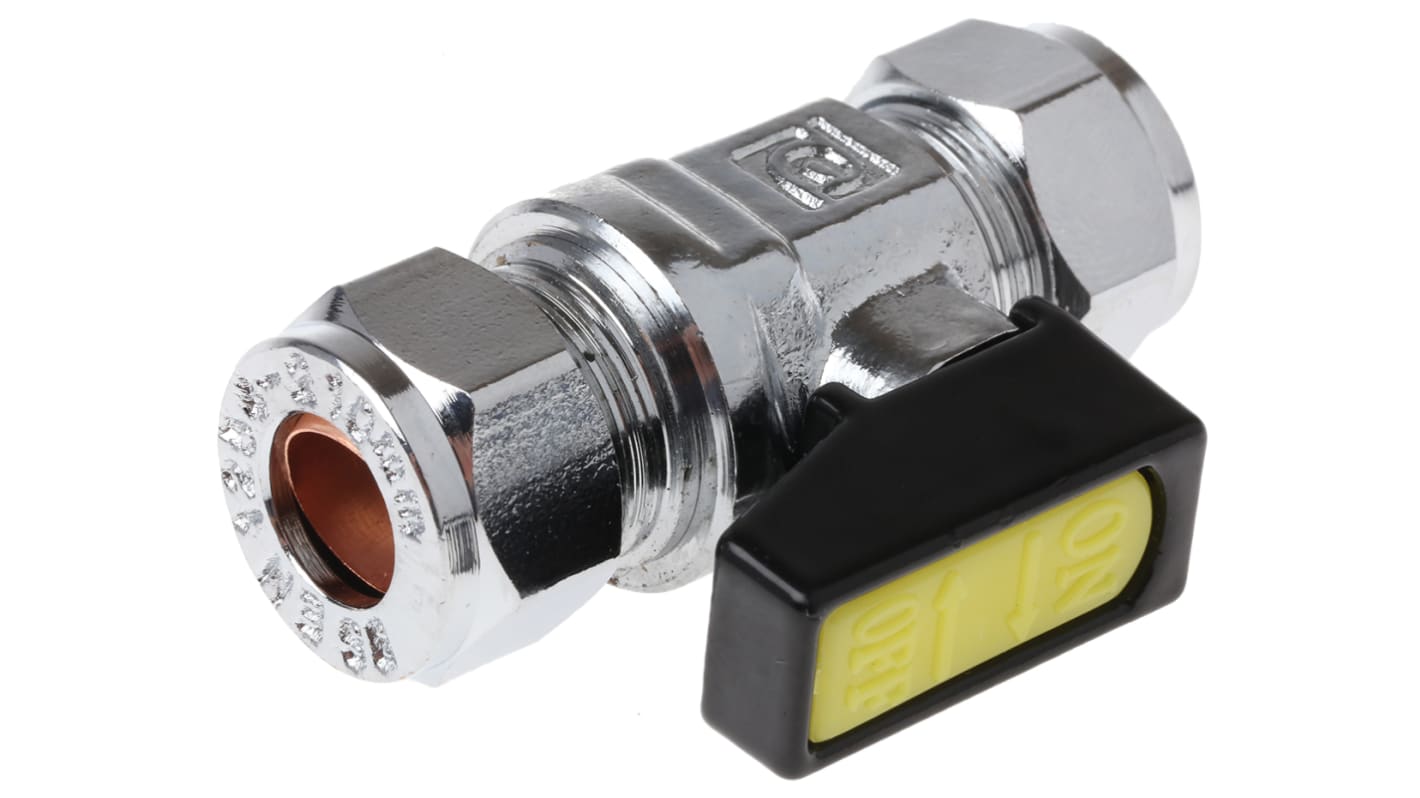 RS PRO Nickel Plated Brass 2 Way, Ball Valve, Compression, BSP, 10mm