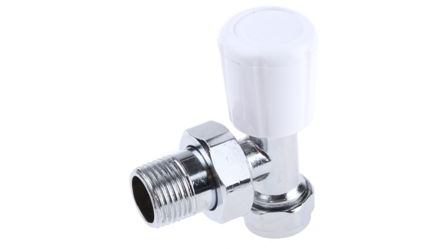 RS PRO Brass 15 mm Male to 1/2 in Male Manual Radiator Valve