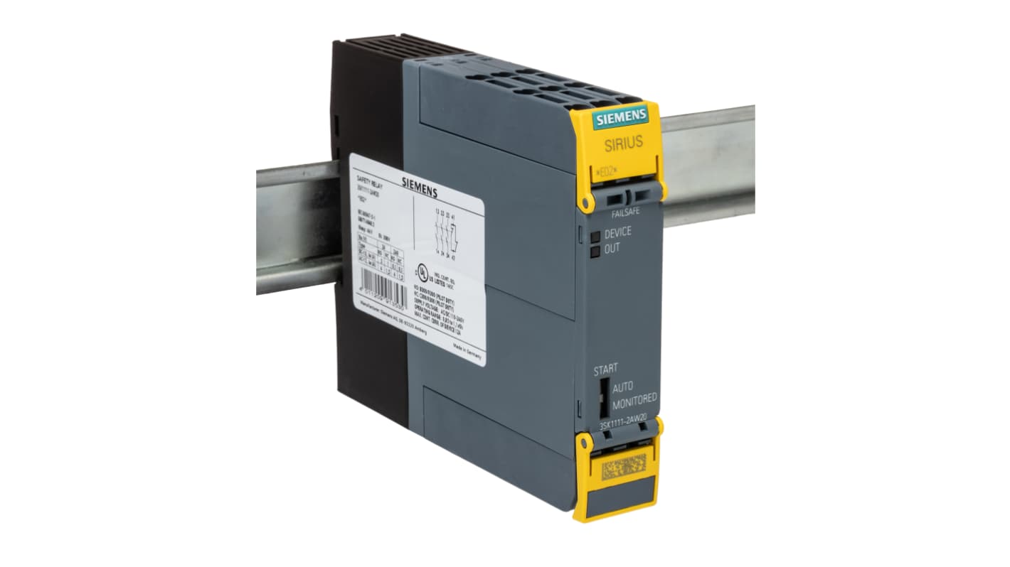 Siemens SIRIUS 3SK1 Safety Monitoring Safety Relay, 240V ac, Single Channel, 4 Safety Contacts