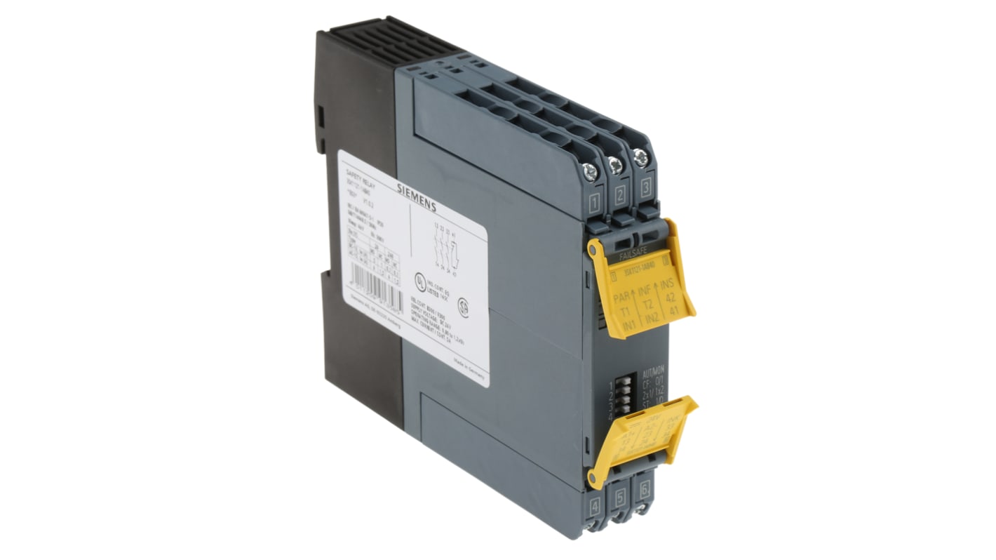 Siemens 3SK1 Safety Switch Safety Relay, 24V dc, Single Channel, 4 Safety Contacts