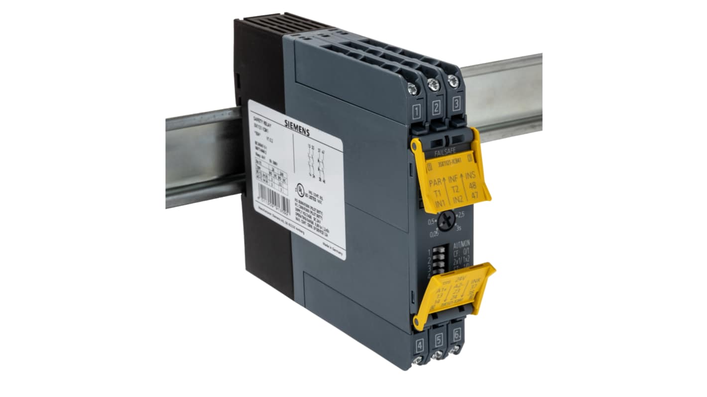 Siemens SIRIUS 3SK1 Time Delay Safety Relay, 24V dc, Single Channel, 4 Safety Contacts