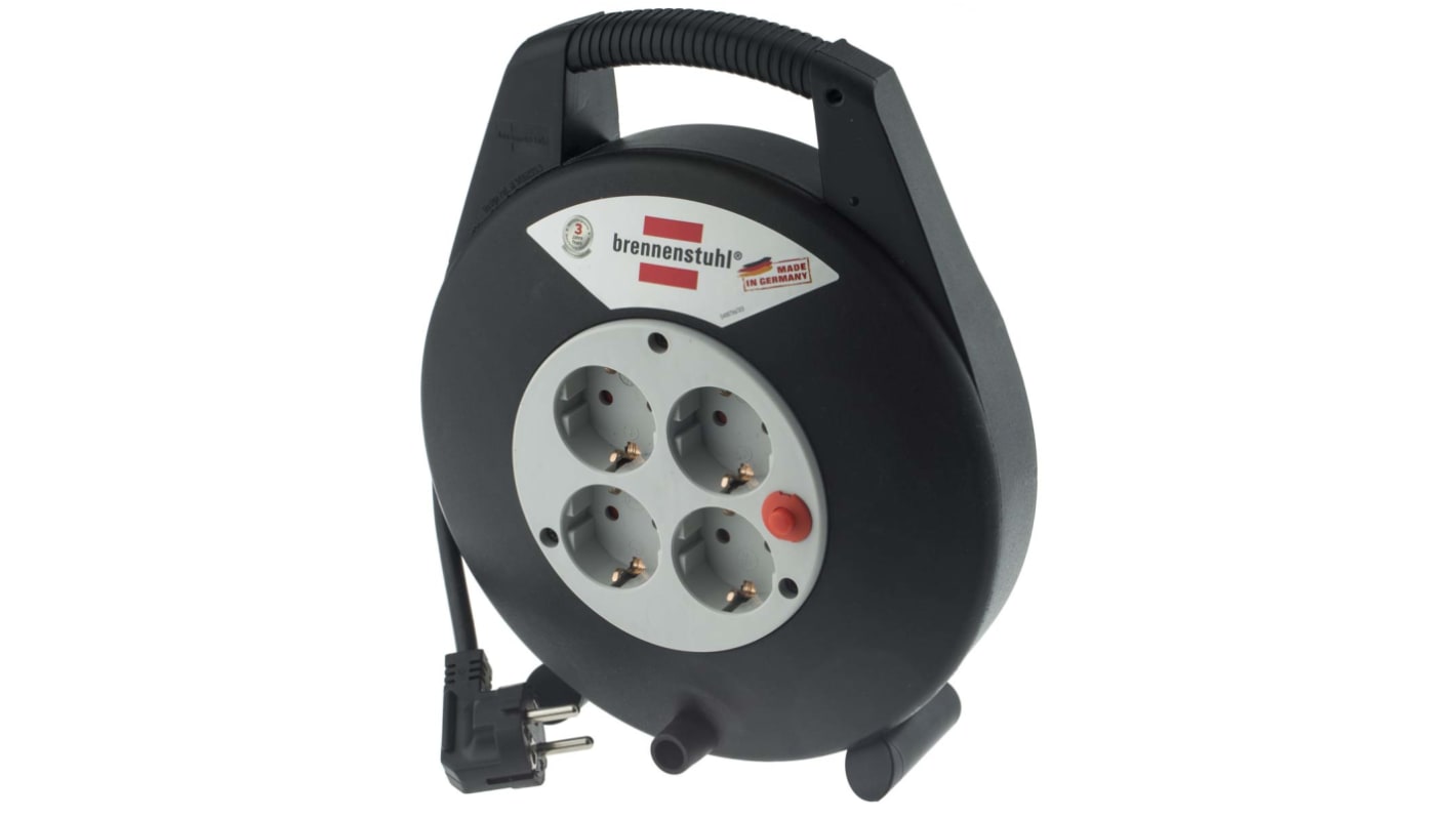 brennenstuhl VarioLine Kabeltrommel, 10m, 4-fach , Typ F – Deutscher Schutzkontakt IP20 230 V