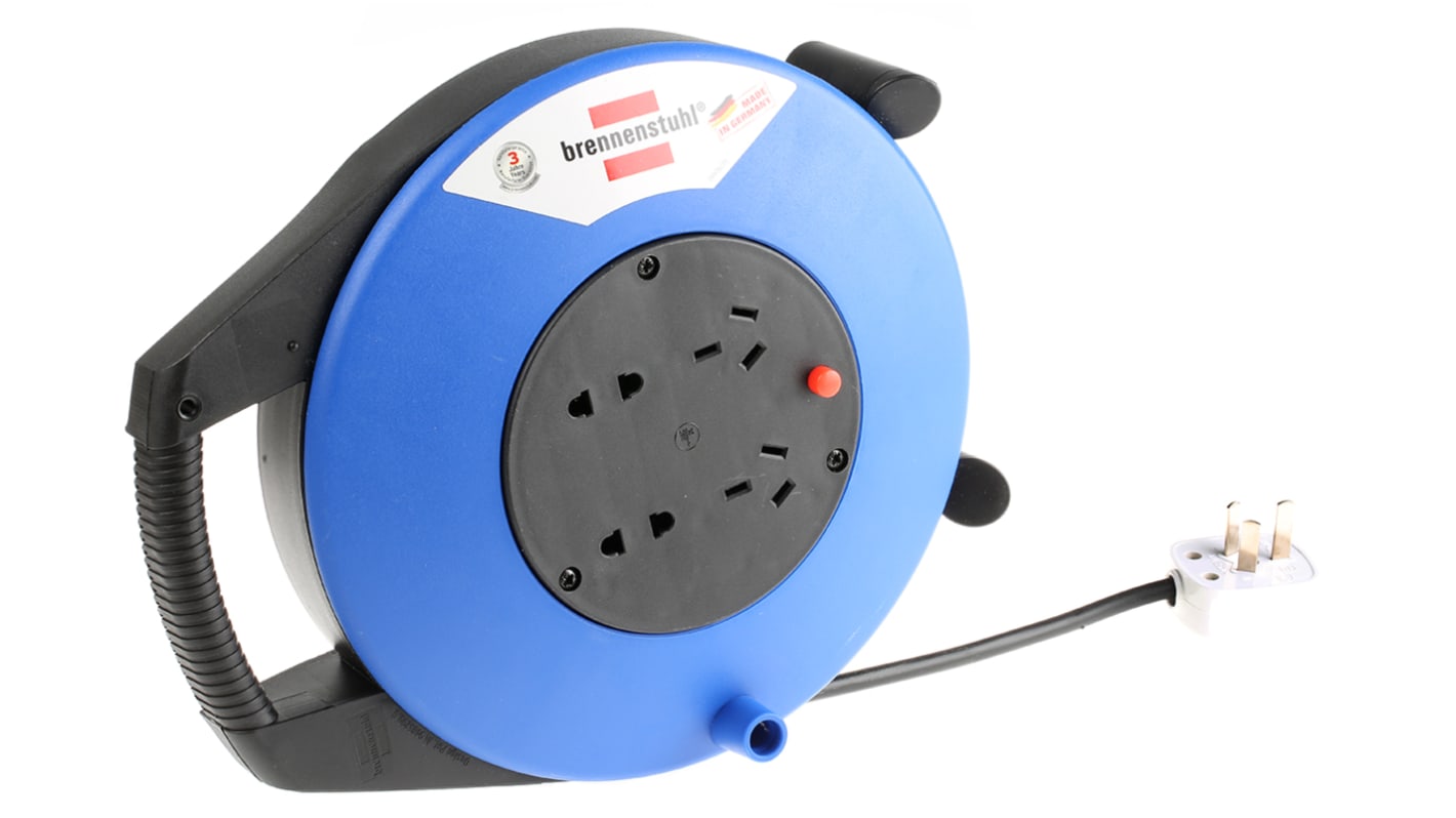 brennenstuhl 10m 3 Socket Type C - Europe, Type I - ANZ/CN Cable Reel Cassette Reel, 240 V, IP20