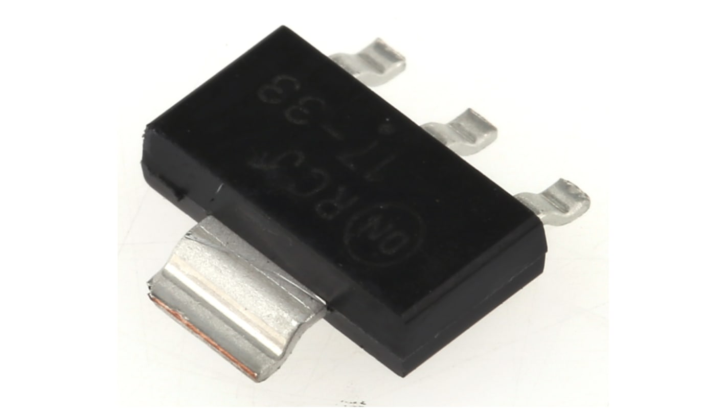 onsemi LDO稳压芯片, 3.3 V输出, 1A最大输出, 单路输出, SOT-223, 3+Tab针, 贴片安装, 0 °C→+125 °C, ±1%精度