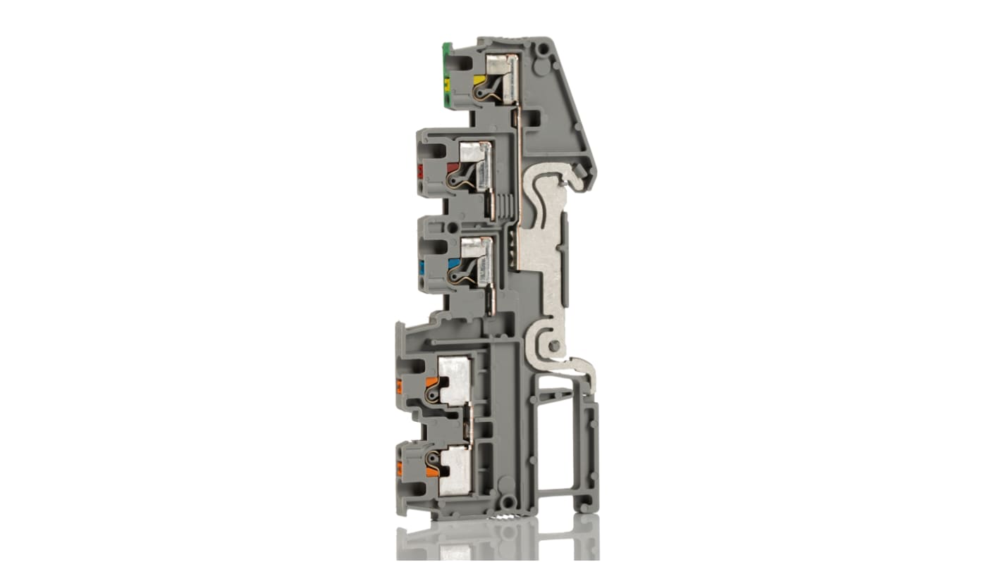 Phoenix Contact 3244465 PTIO 1.5/S/4-PE Series Grey, 1.5mm², Quadruple-Level, Push In Termination
