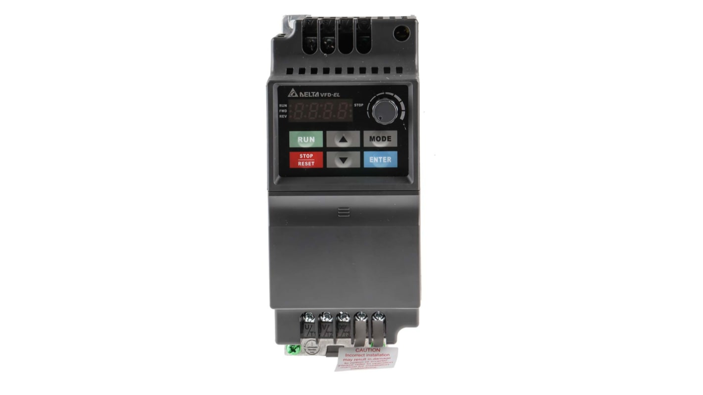 Delta Electronics Inverter Drive, 0.75 kW, 1 Phase, 230 V ac, 9.5 A, VFD-EL Series