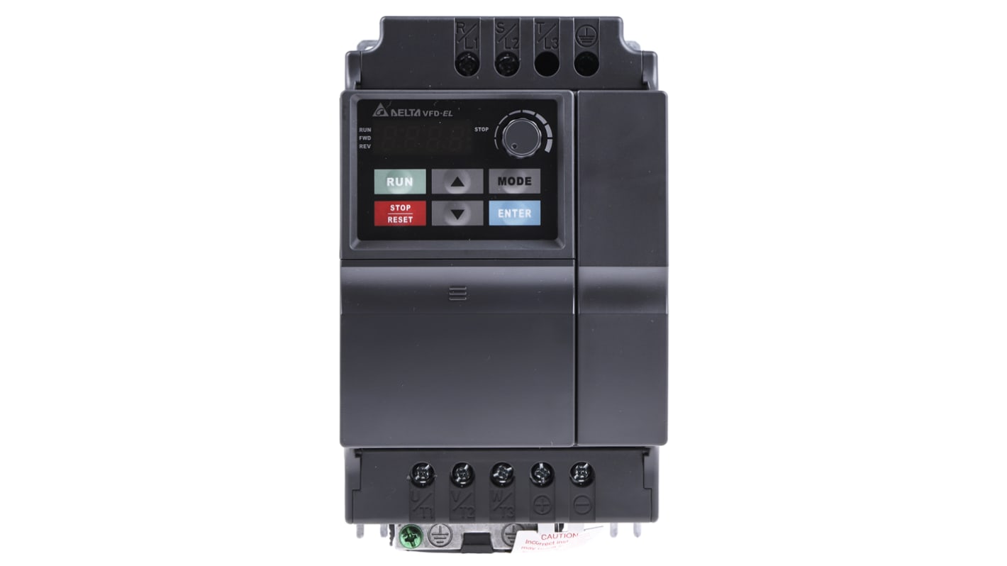 Delta Electronics Inverter Drive, 2.2 kW, 1 Phase, 230 V ac, 24 A, VFD-EL Series