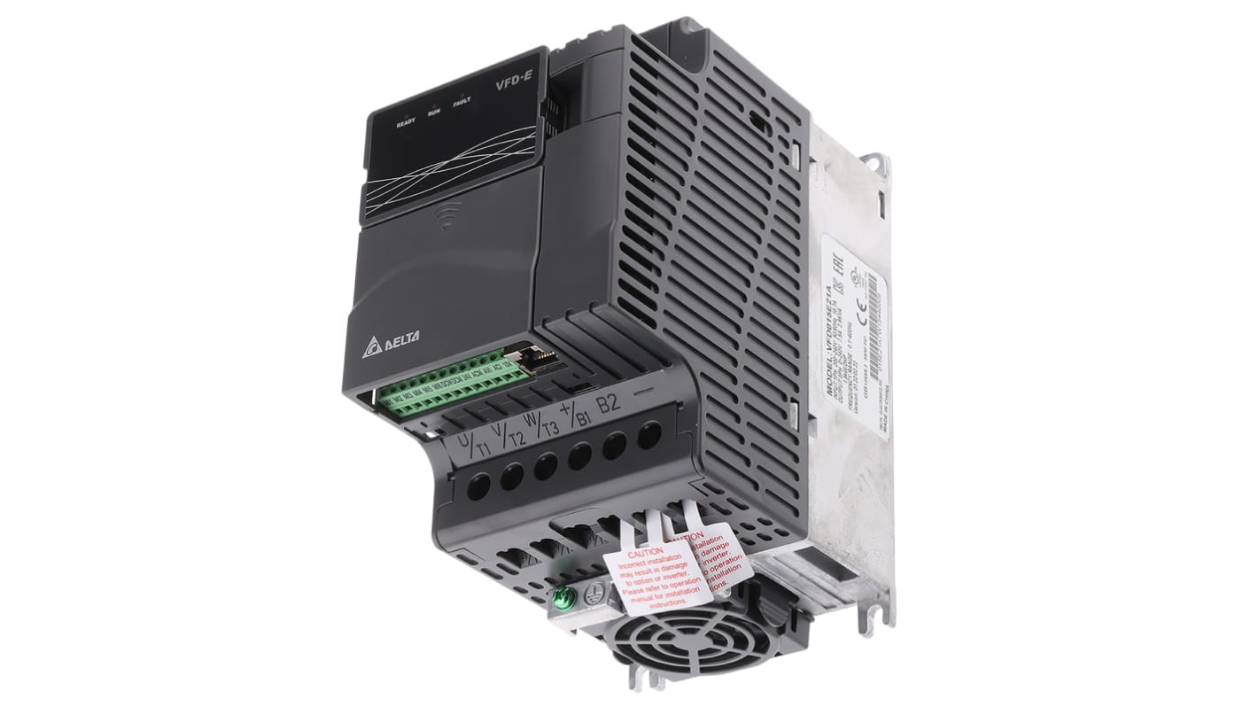 Delta Electronics Inverter Drive, 1.5 kW, 1 Phase, 230 V ac, 9 A, 15.7 A, VFD-E Series