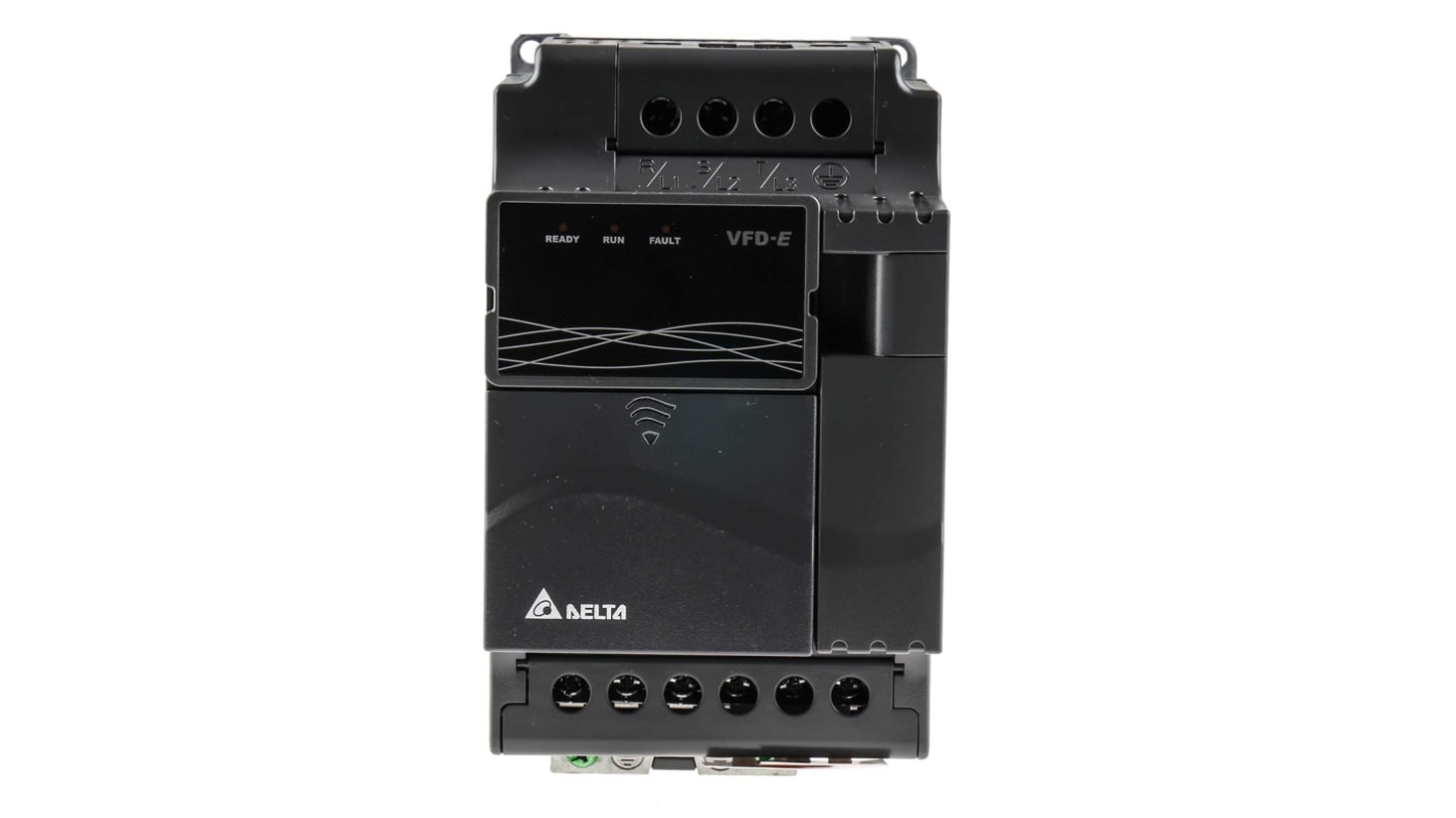 Delta Electronics Inverter Drive, 3.7 kW, 3 Phase, 460 V ac, 11.2 A, VFD-E Series