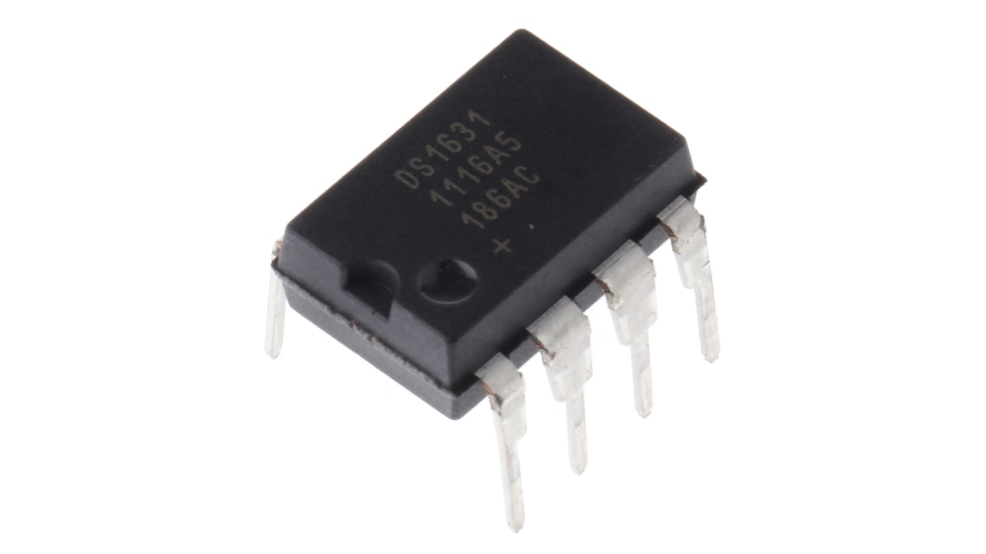 Maxim Integrated DS1631+, Temperatursensor -55 til +125 °C., ±0.5°C, Seriel - I2C, SMBus, 8 ben PDIP