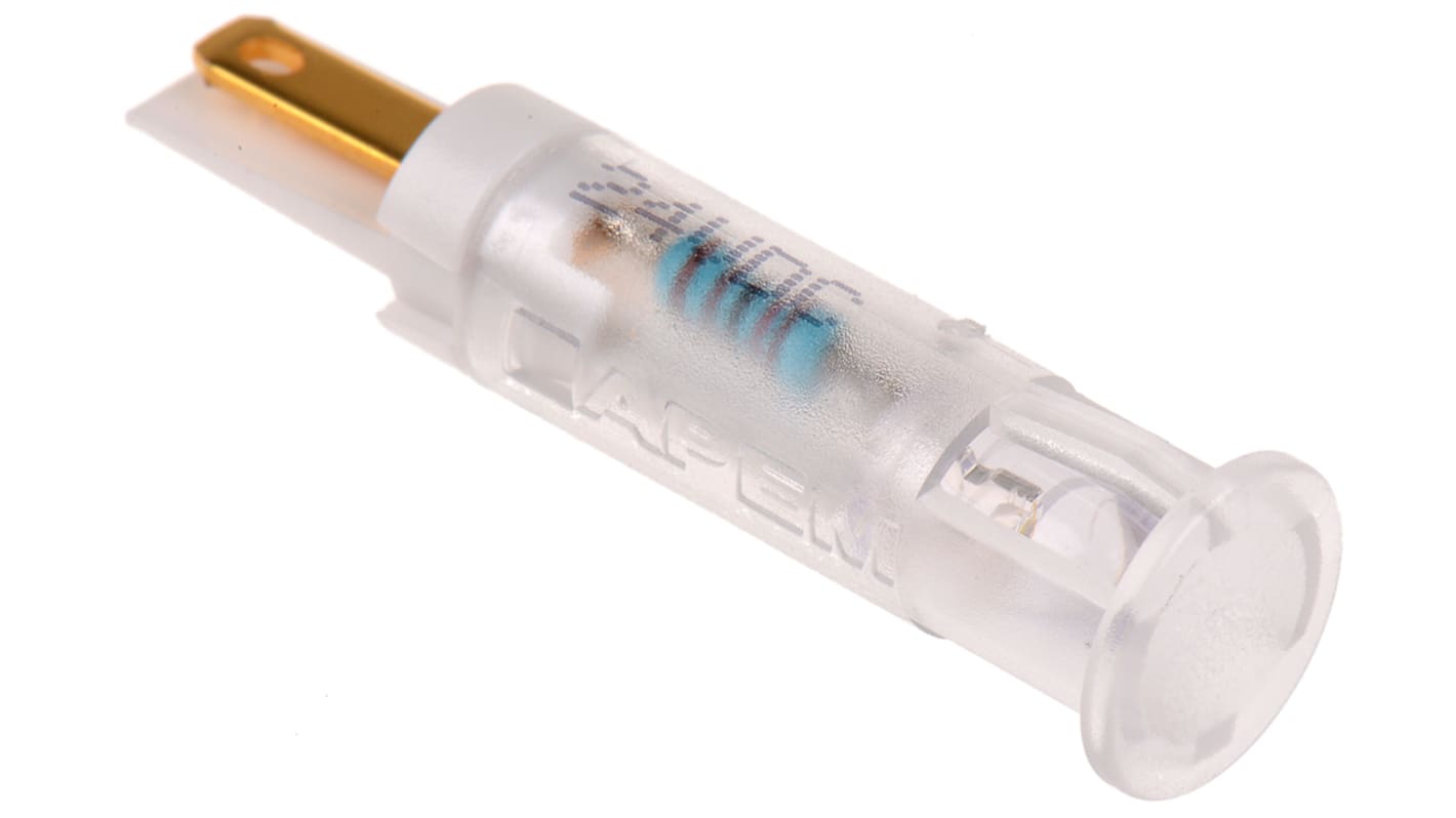 Indicatore da pannello APEM Bianco  a LED, 24V cc, foro da 8mm