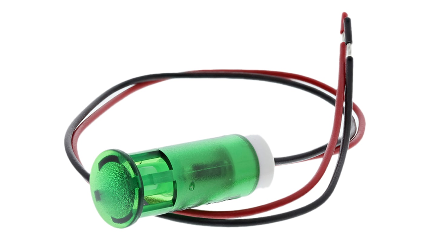 Indicatore da pannello APEM Verde  a LED, 220V ca, foro da 10mm