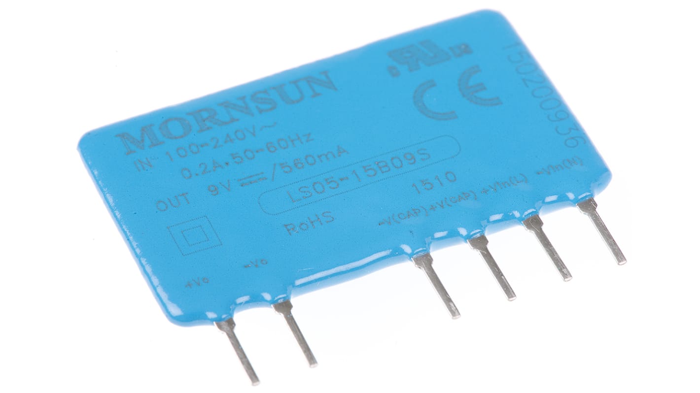 RS PRO Switching Power Supply, 9V dc, 560mA, 5W, 1 Output, 100 → 400 V dc, 85 → 264 V ac Input Voltage