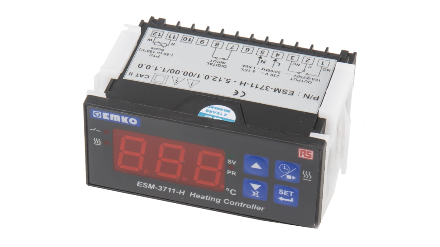 RS PRO On/Off Temperature Controller, 77 x 35mm, PTC Input, 230 V ac Supply