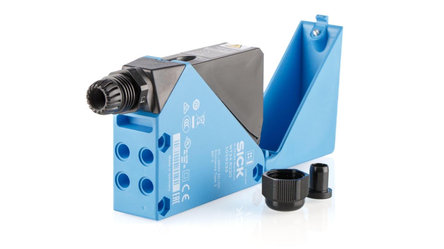 Rs-Online Sensore fotoelettrico Rettangolare SICK a soppressione di sfondo rilevamento 100 mm → 2 5 m. uscita Relè