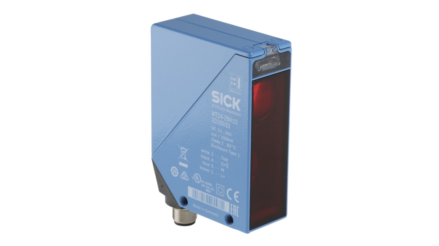 Rs-Online Sensore fotoelettrico Rettangolare SICK a soppressione di sfondo rilevamento 100 mm → 2 5 m. uscita NPN/PNP