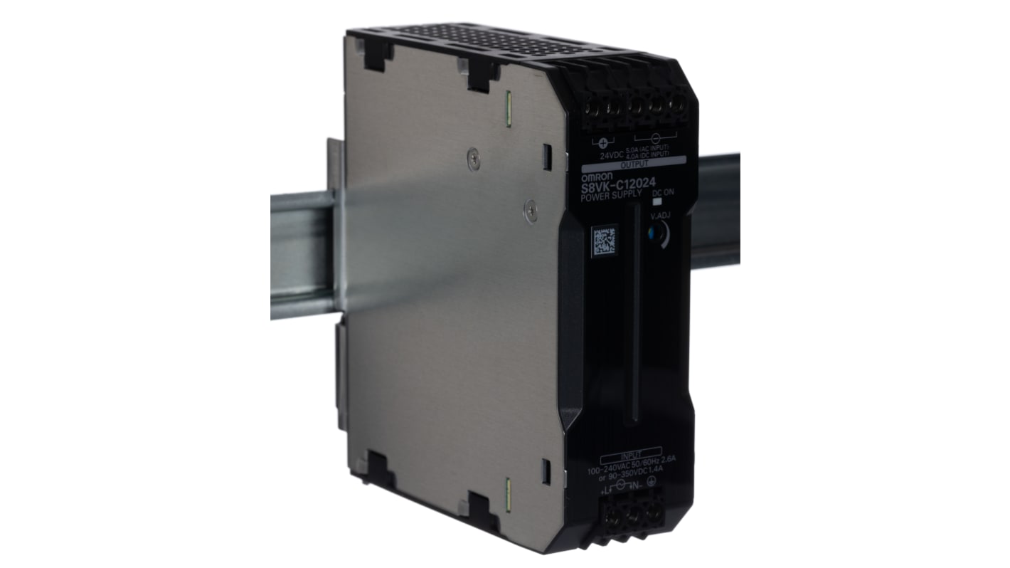 Omron S8VK-C Switch Mode DIN Rail Power Supply, 100 → 240 V ac / 90 → 350V dc ac, dc Input, 24V dc dc