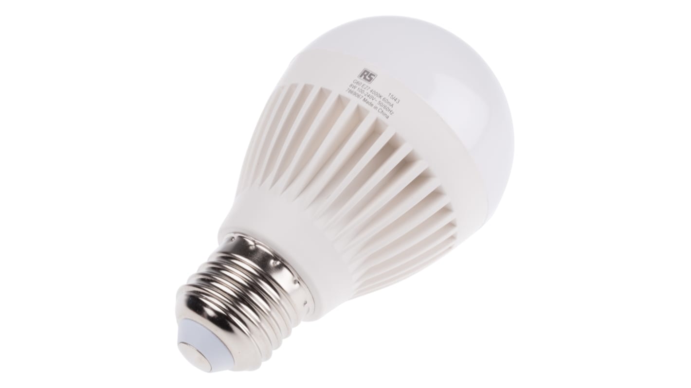 RS PRO E27 LED GLS Bulb 8 W(50W), 4000K, Cool White, GLS shape
