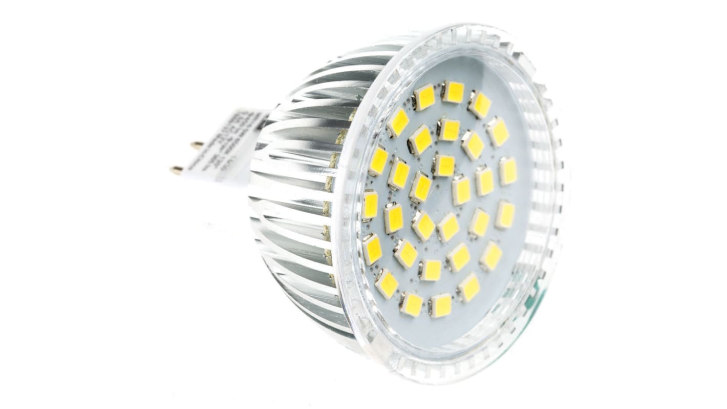 Lampada LED a riflettore RS PRO, lunga 56 mm, Ø 50mm, 12 V, 5 W, 40W equiv., 450 lm, fascio 120°, color Neutro da