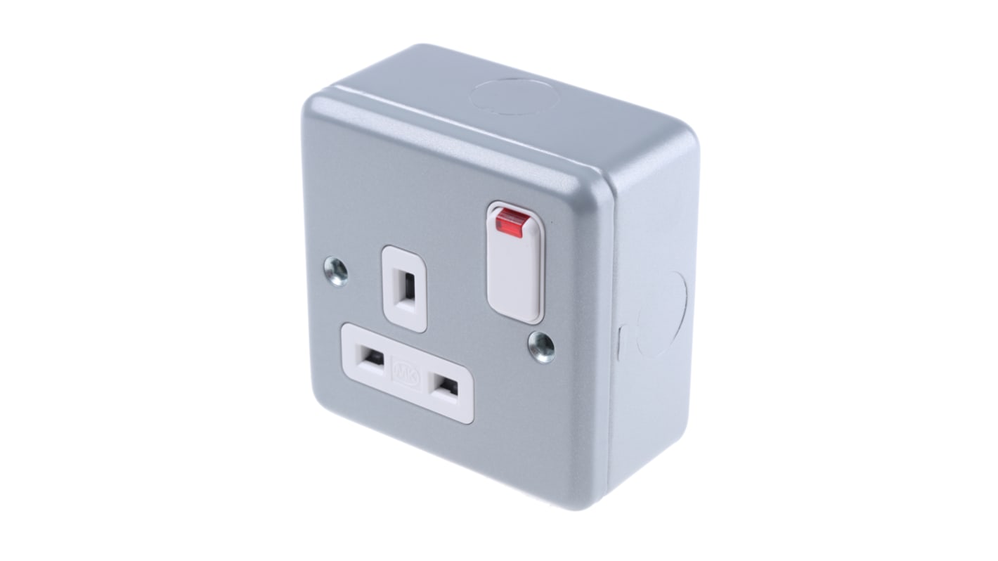 MK Electric 英标插座, 带开关, 1位, 表面安装, 13A, 黑色