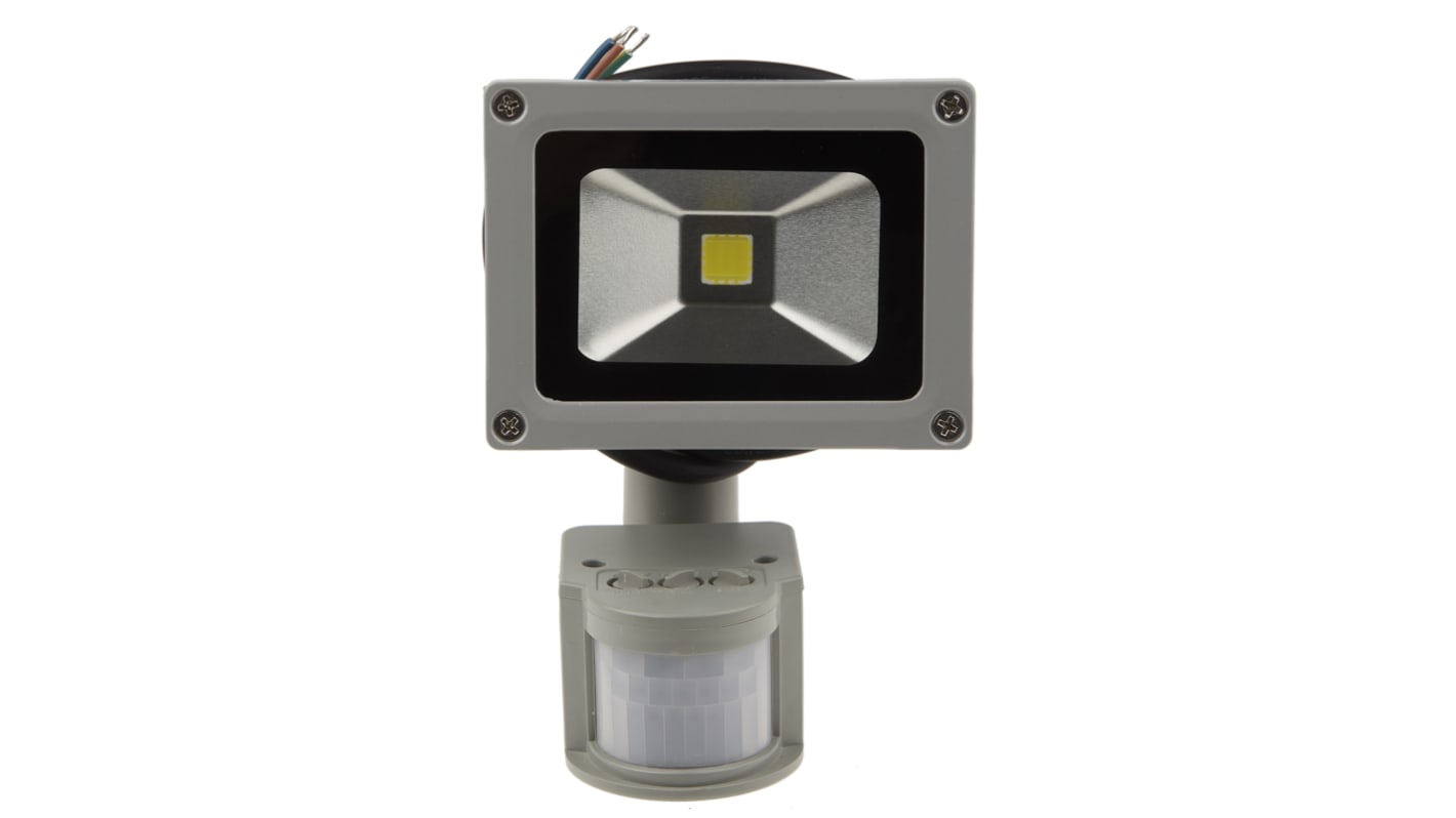 Foco PIR, 85 → 265 V ac, 10 W, 6000 → 6500K, IP65, 50000h