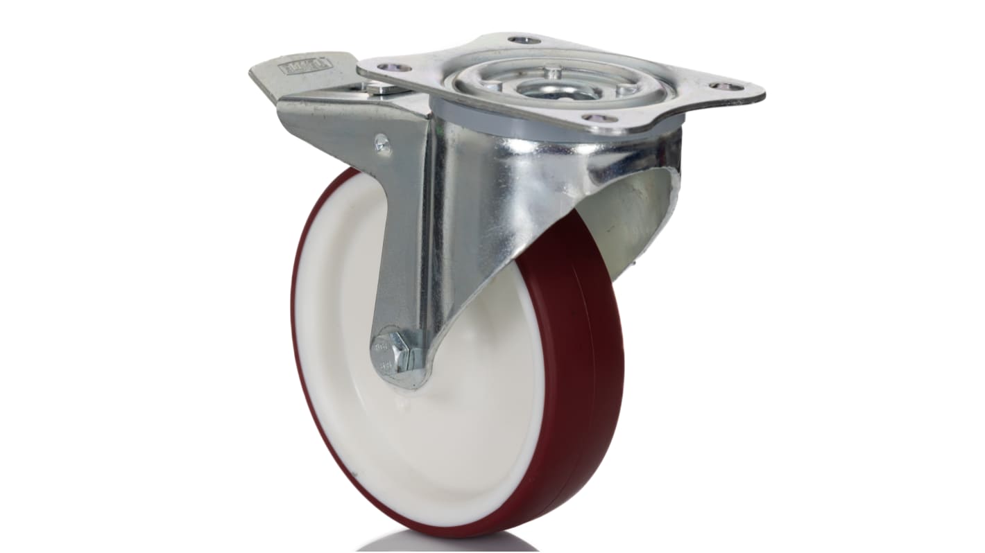 Tente Braked Swivel Castor Wheel, 300kg Capacity, 125mm Wheel