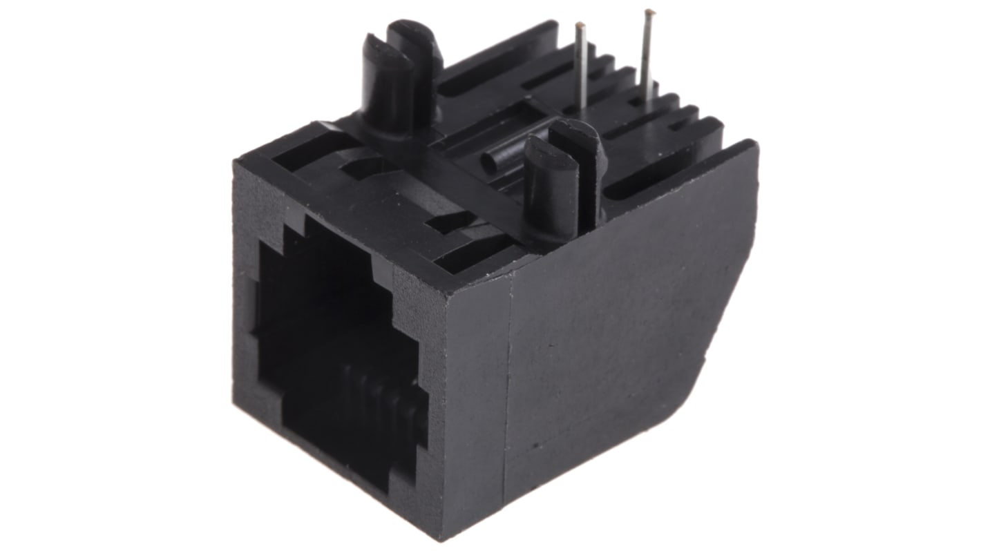 TE Connectivity 5555165 Series Female RJ11 Connector, Through Hole, Cat3, UTP Shield Right Angle 6P2C -Way