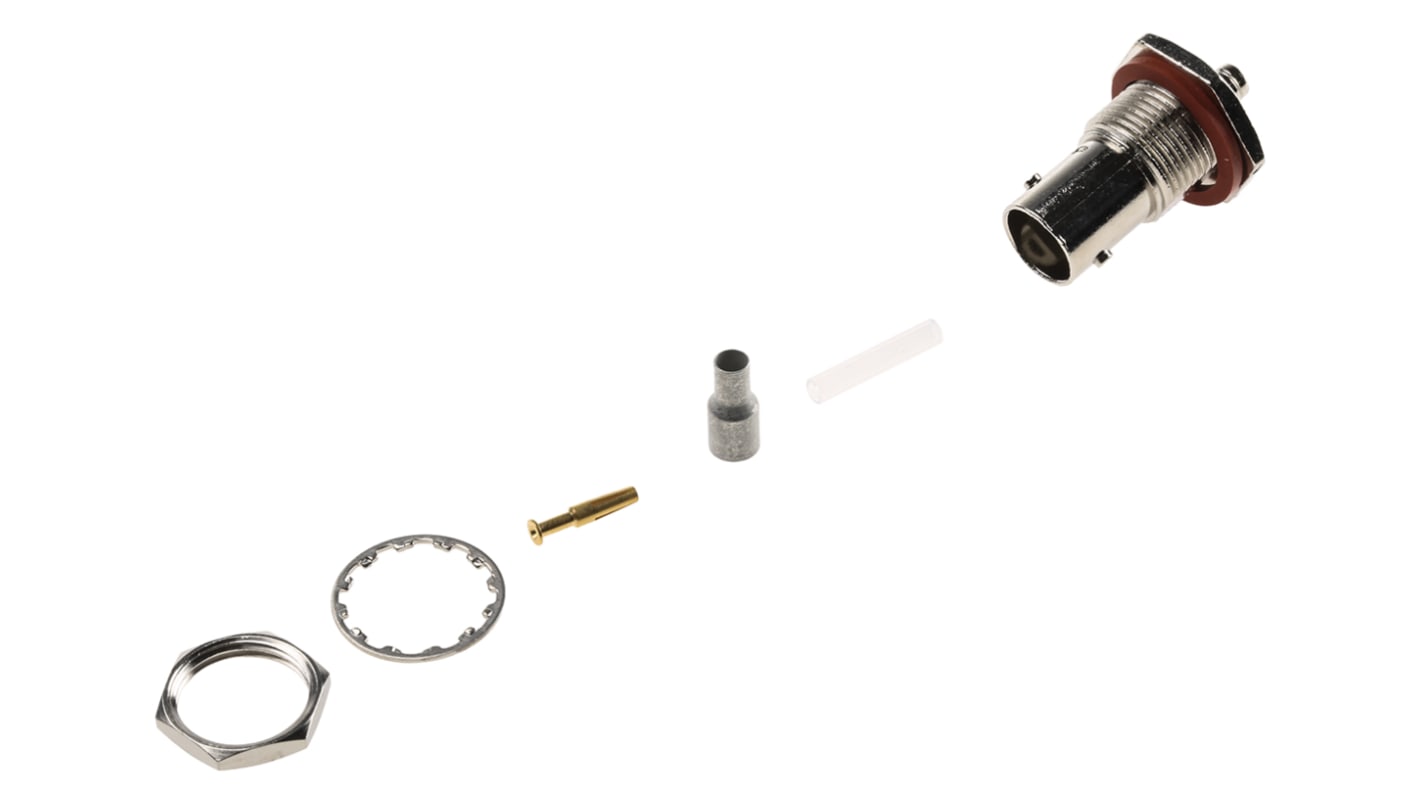 TE Connectivity, Jack Panel Mount BNC Connector, 50Ω, Crimp Termination, Straight Body