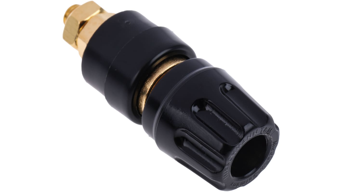 Hirschmann Test & Measurement 35A, Black Binding Post With Brass Contacts and Gold Plated - 8mm Hole Diameter