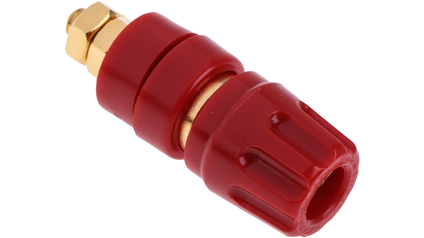 Hirschmann Test & Measurement 35A, Red Binding Post With Brass Contacts and Gold Plated - 8mm Hole Diameter