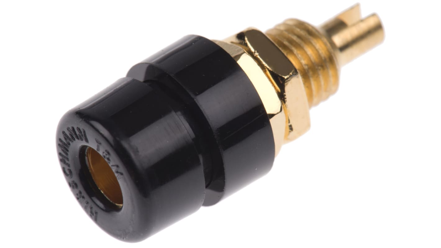 Hirschmann Test & Measurement Black Female Banana Socket, 4 mm Connector, Solder Termination, 32A, 30 V ac, 60V dc,