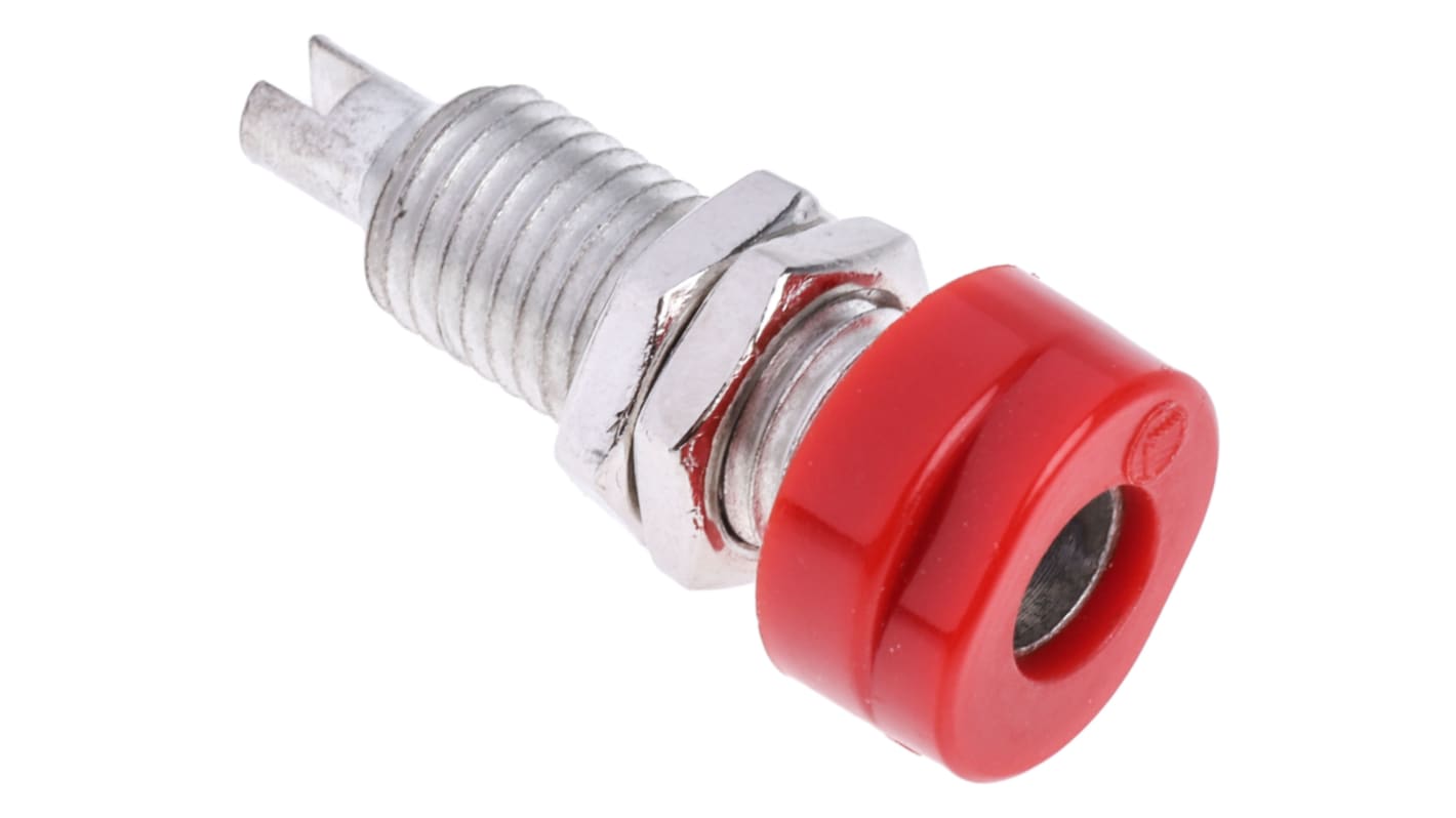 Hirschmann Test & Measurement Red Female Banana Socket, 4 mm Connector, Solder Termination, 16A, 30 V ac, 60V dc, Tin