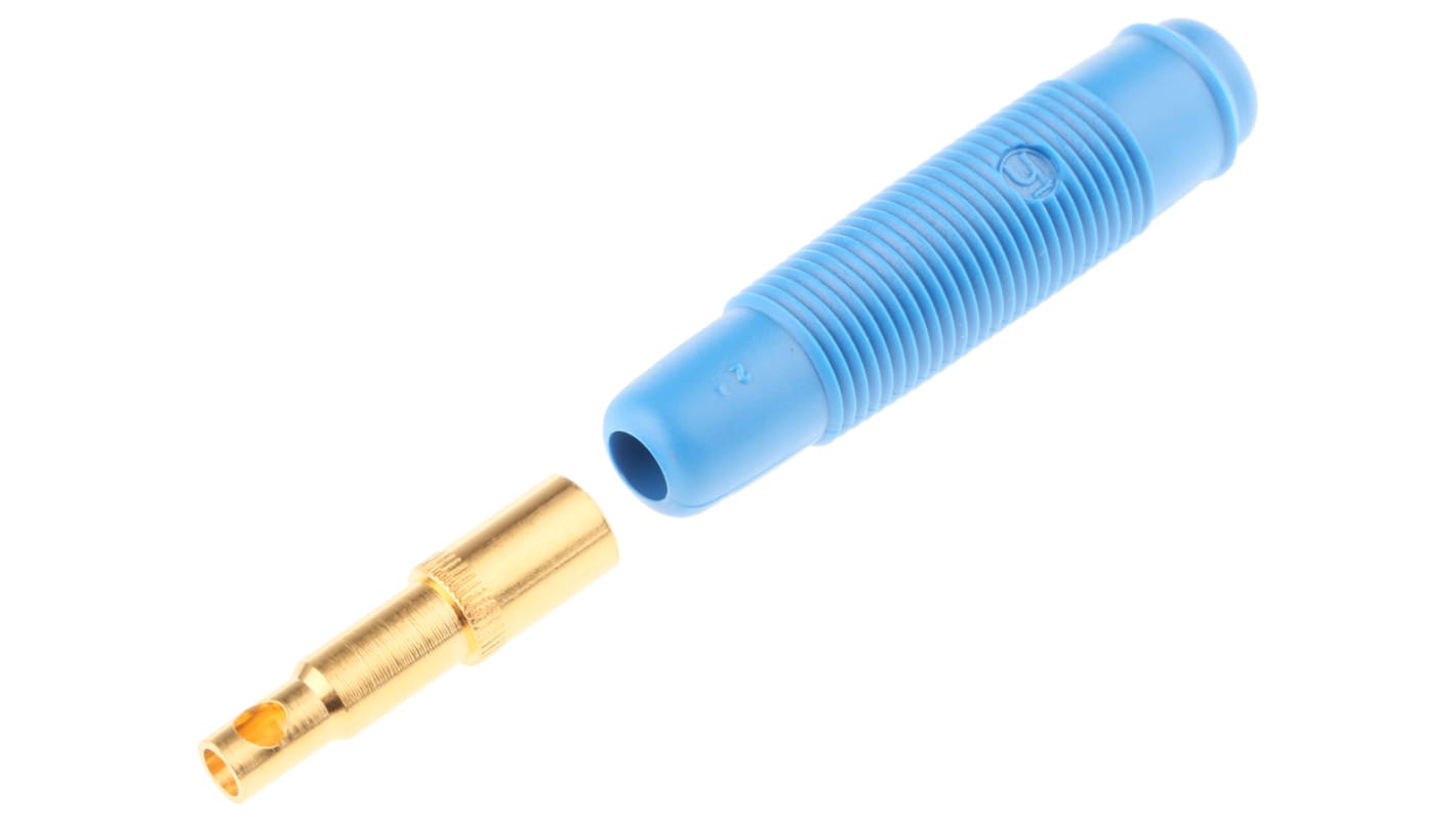 Hirschmann Test & Measurement Blue Female Banana Socket, 4 mm Connector, Solder Termination, 16A, 30 V ac, 60V dc, Gold