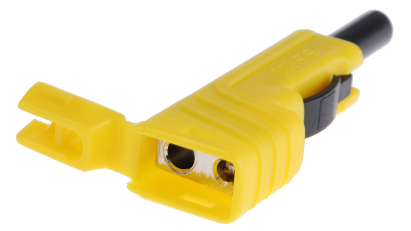 Hirschmann Test & Measurement Yellow Male Banana Plug, 4 mm Connector, Screw Termination, 30A, 30 V ac, 60V dc, Nickel