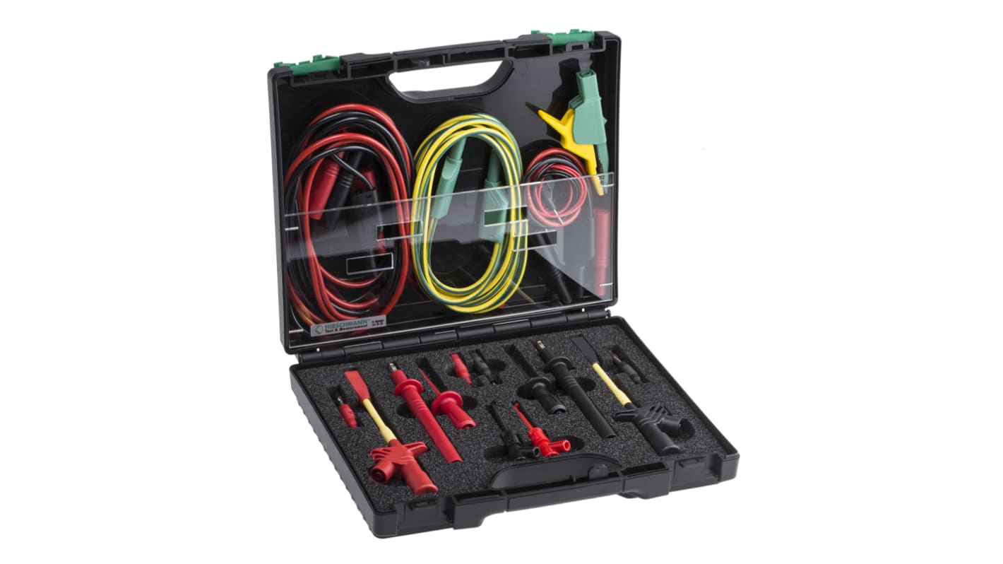 Hirschmann Test Lead Kit With (2) Moulded Plug Adapter, (2) Safety Measuring Lead, (2) Safety Test Probe, Crocodile