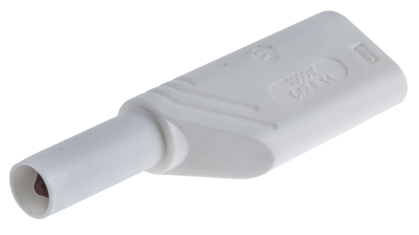 Hirschmann Test & Measurement White Male Banana Plug, 4 mm Connector, Screw Termination, 24A, 1000V ac/dc, Nickel