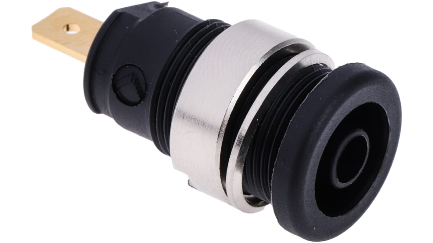 Hirschmann Test & Measurement Black Female Banana Socket, 4 mm Connector, Tab Termination, 25A, Gold Plating