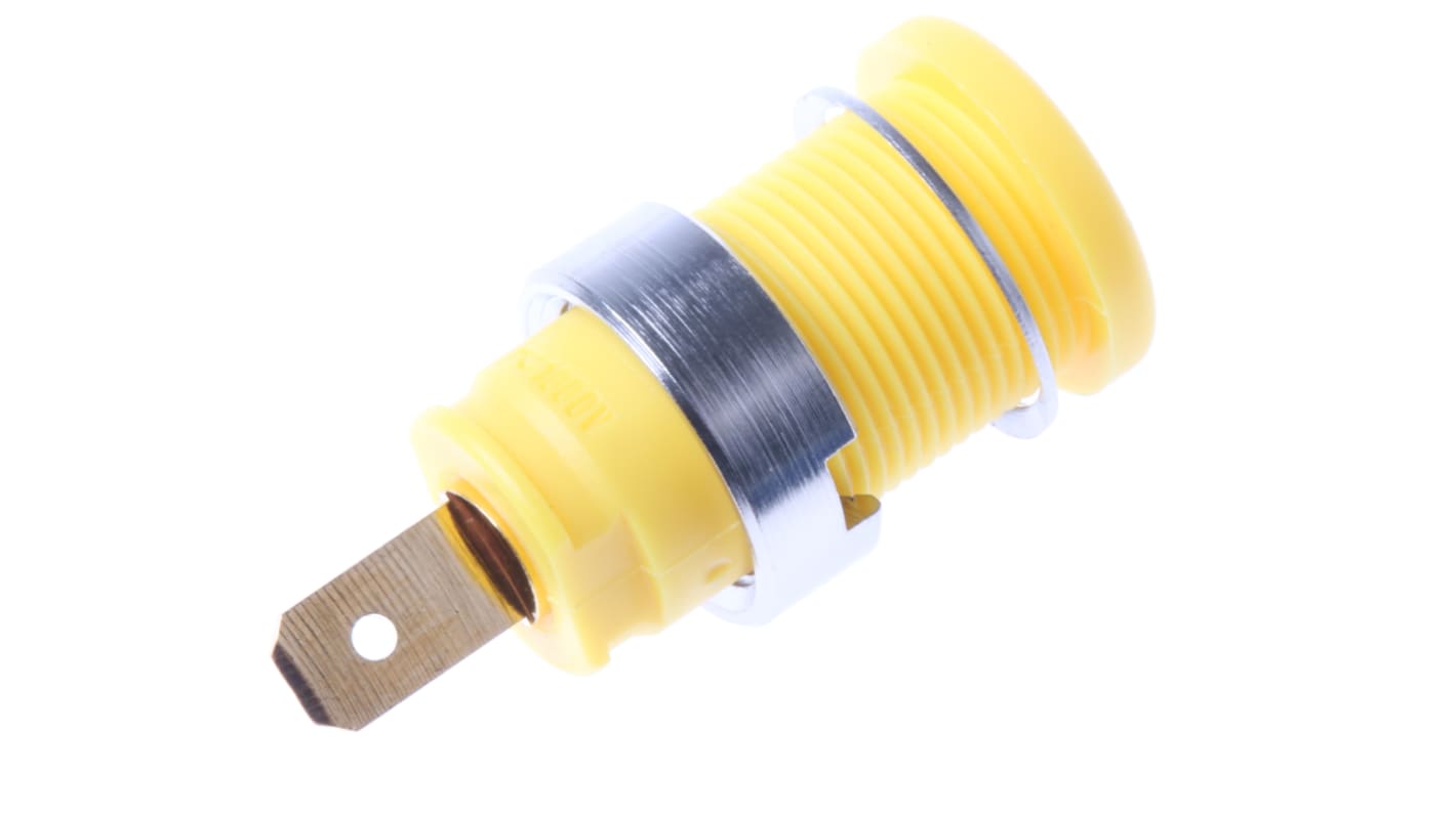 Hirschmann Test & Measurement Yellow Female Banana Socket, 4 mm Connector, Tab Termination, 25A, 1000V ac/dc, Gold