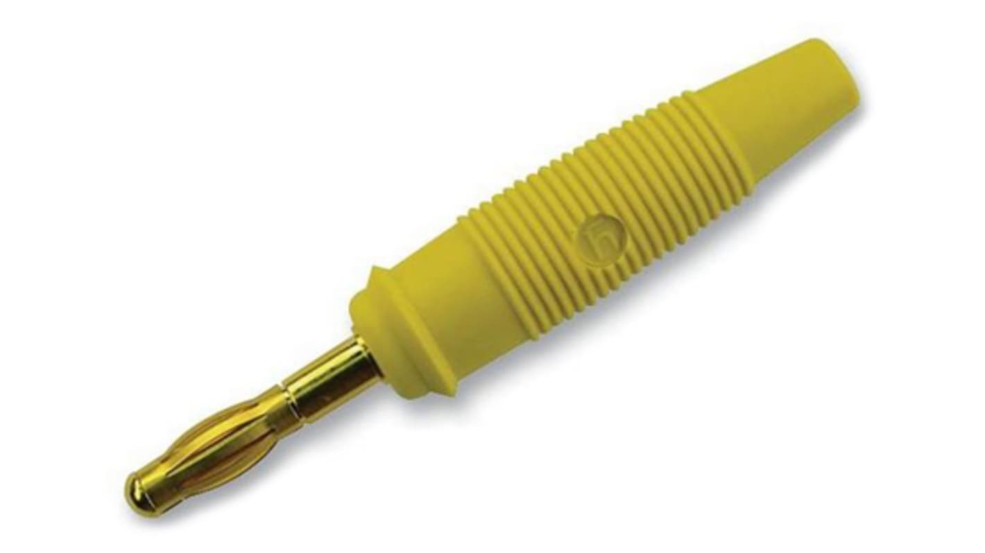 Hirschmann Test & Measurement Yellow Male Banana Plug, 4 mm Connector, Solder Termination, 32A, 30 V ac, 60V dc, Gold