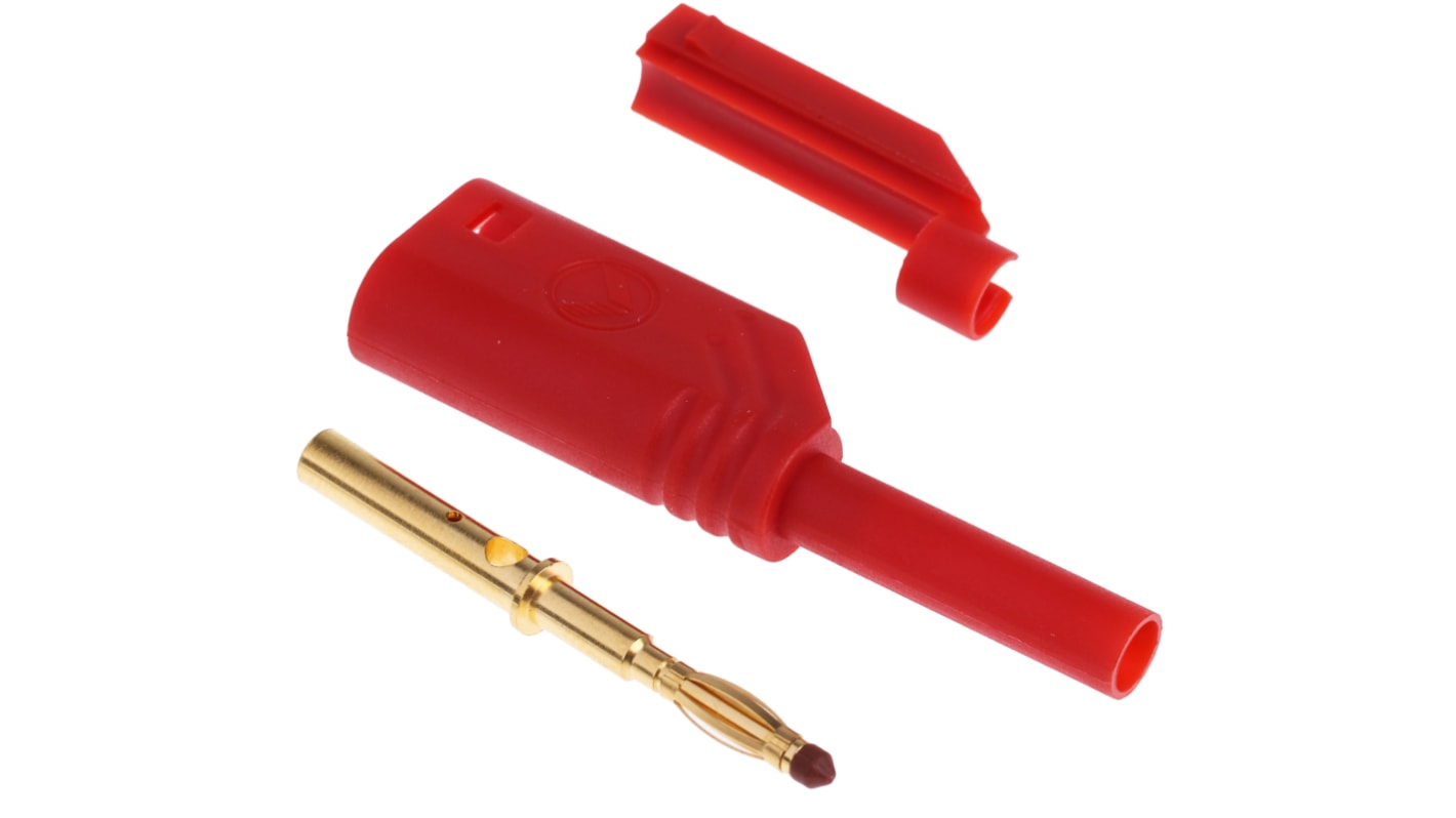 Hirschmann Test & Measurement Red Male Banana Plug, 2mm Connector, Solder Termination, 10A, 1000V ac/dc, Gold Plating