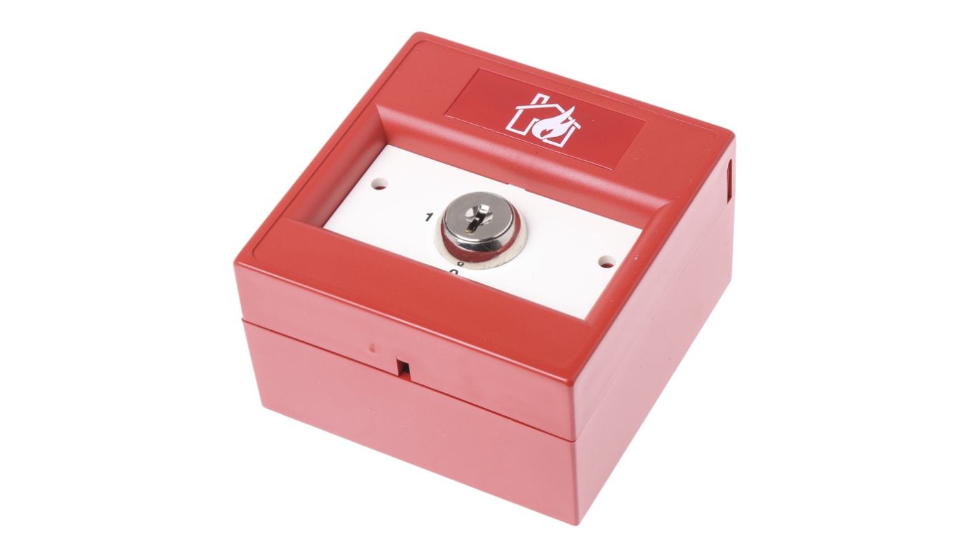 KAC Red Break Glass Call Point, Indoor, Resettable, Mains-Powered