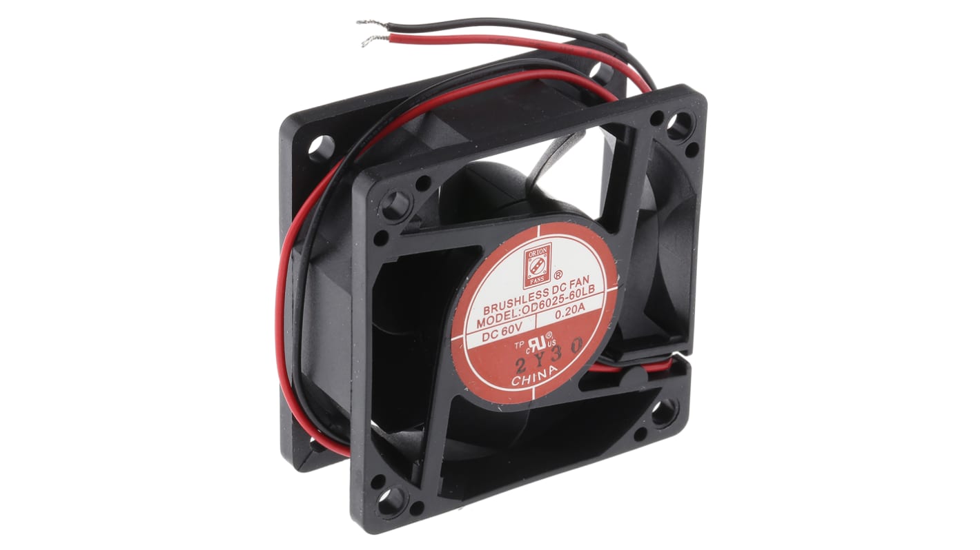 RS PRO Axial Fan, 60 V dc, DC Operation, 26cfm, 12W, 200mA Max, 60 x 60 x 25mm