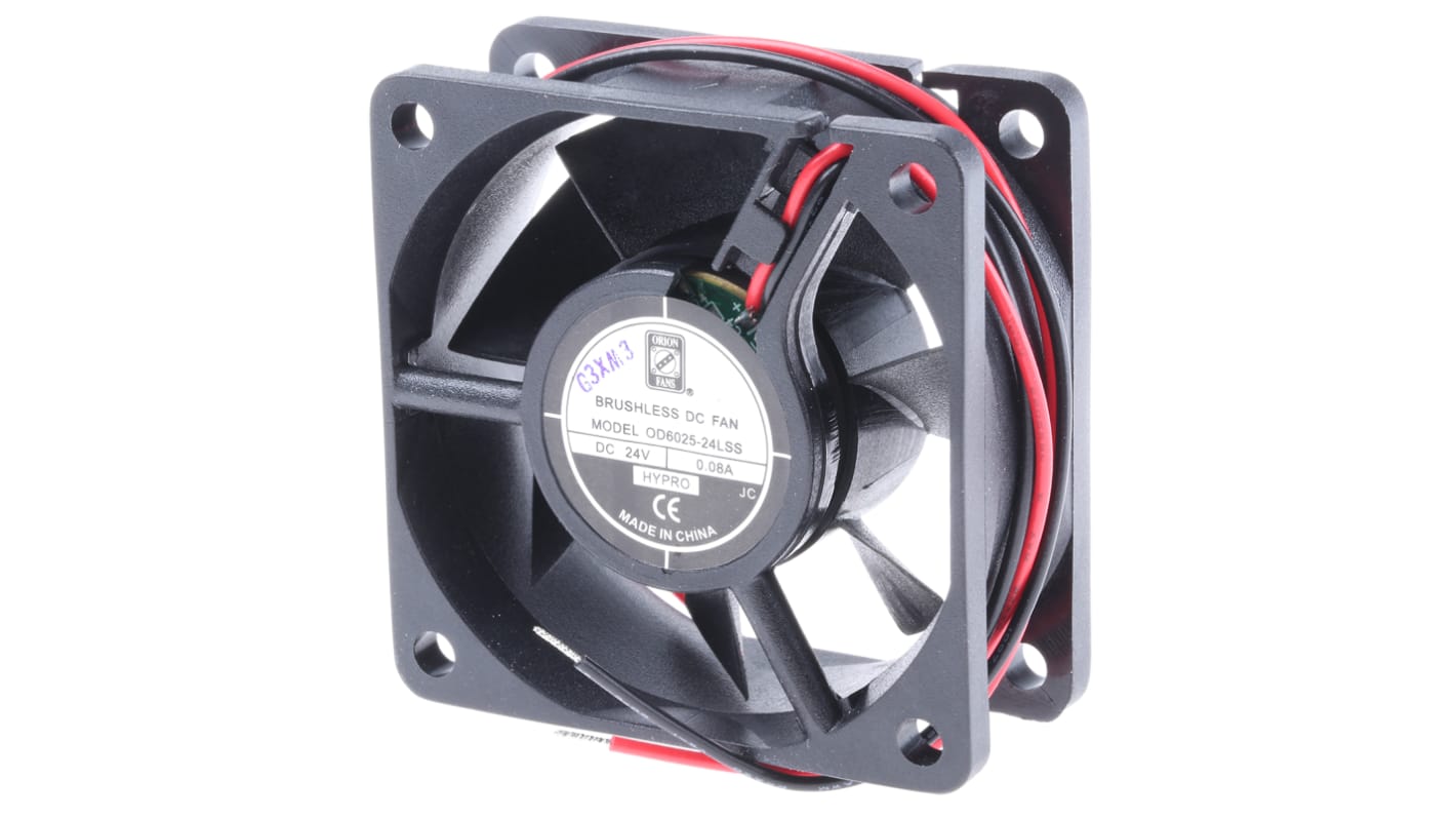 RS PRO Axial Fan, 24 V dc, DC Operation, 22.1m³/h, 1W, 60mA Max, 60 x 60 x 25mm