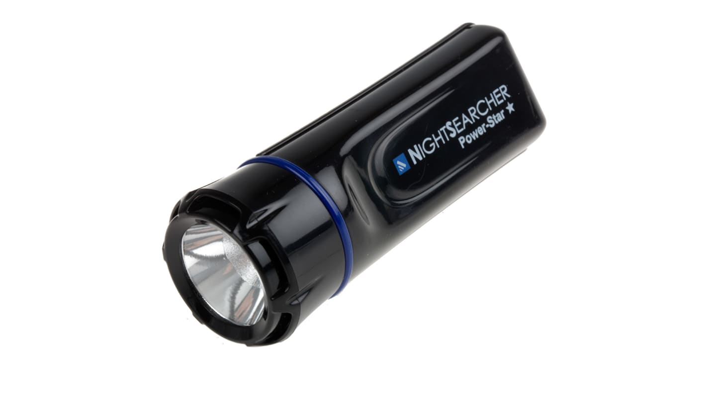 Nightsearcher PowerStar Akku Taschenlampe LED Schwarz im Plastik-Gehäuse, 180 lm, 129 mm