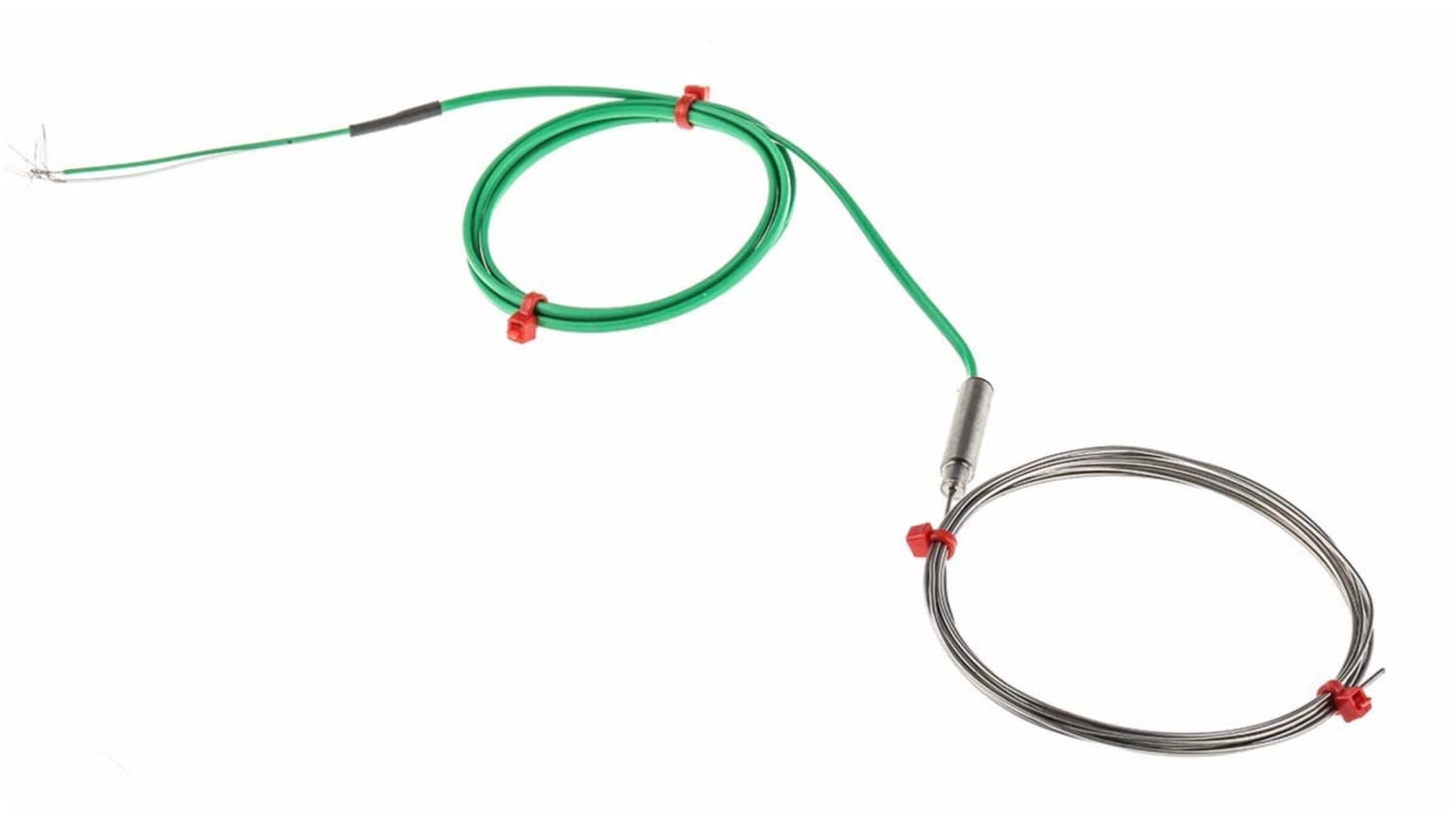 RS PRO Type K Mineral Insulated Thermocouple 2m Length, 1mm Diameter → +750°C