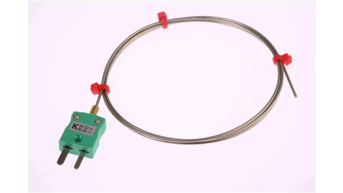 RS PRO Type K Mineral Insulated Thermocouple 1m Length, 1mm Diameter → +750°C