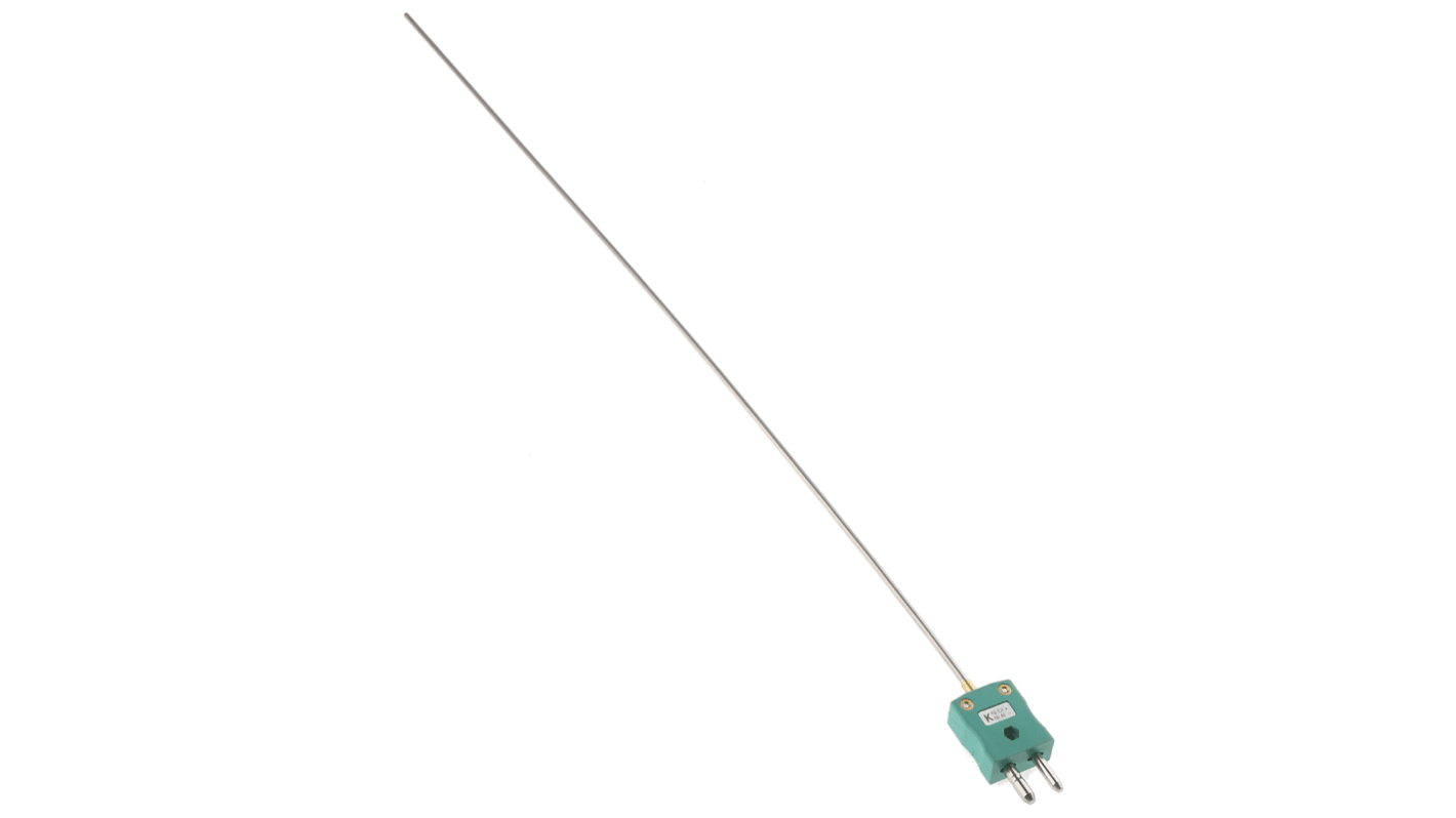 Termopar tipo K RS PRO, Ø sonda 3mm x 500mm, temp. máx +1100°C, cable de 100mm, conexión Conector macho estándar